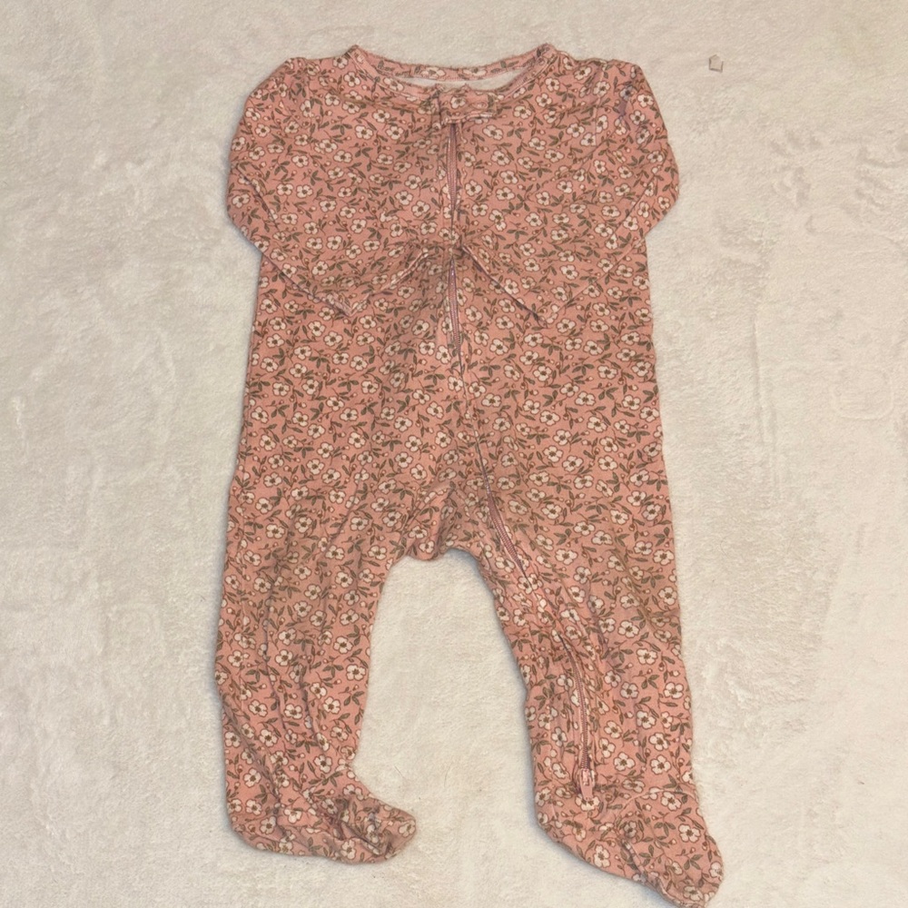 carters Baby Floral Footed One-Piece sleeper Pajamas Pink 6-9 month full zip up